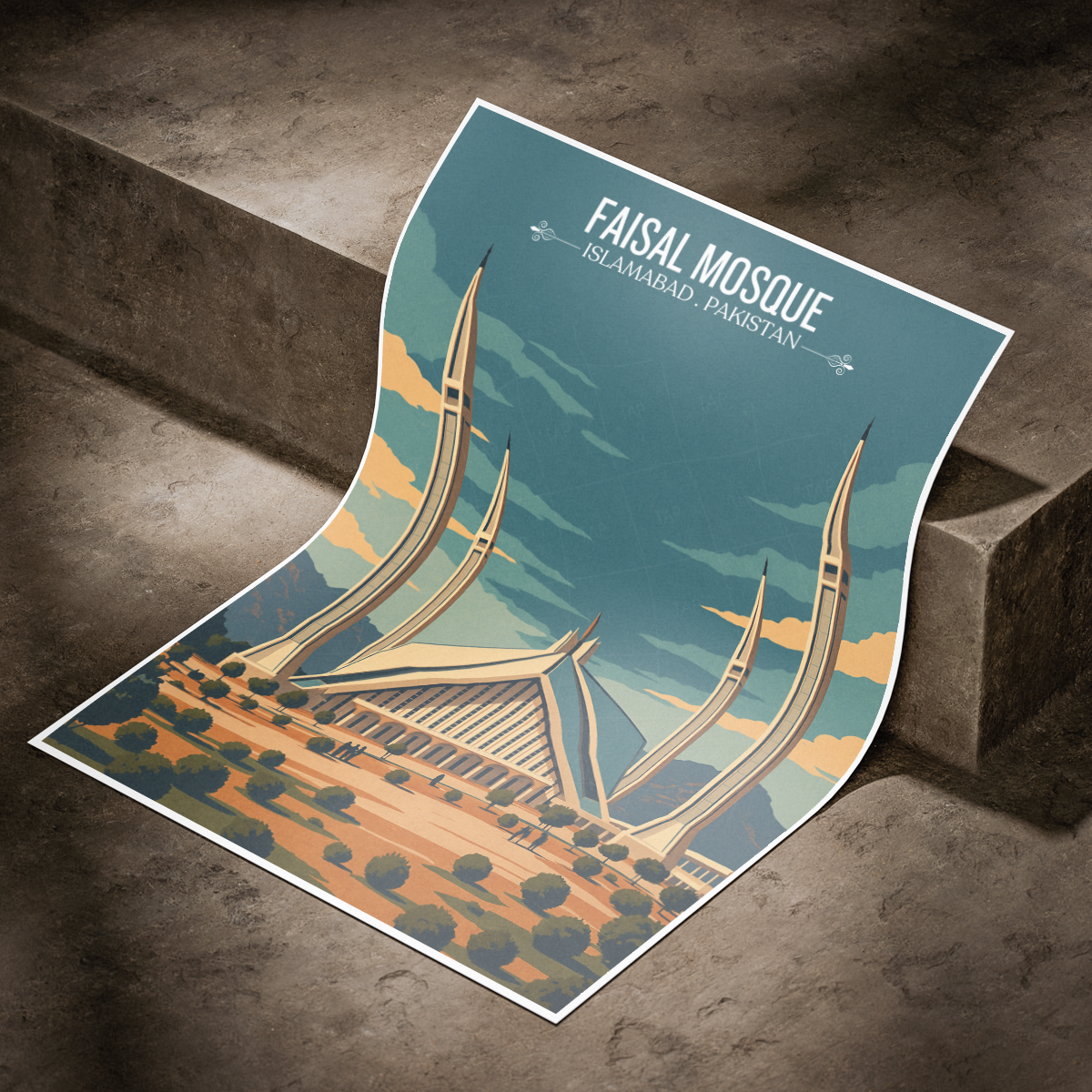 Faisal Mosque - Masjid - Islamabad - Koh-e-Saar - Travel Wall Art Print - - Travel Art Poster