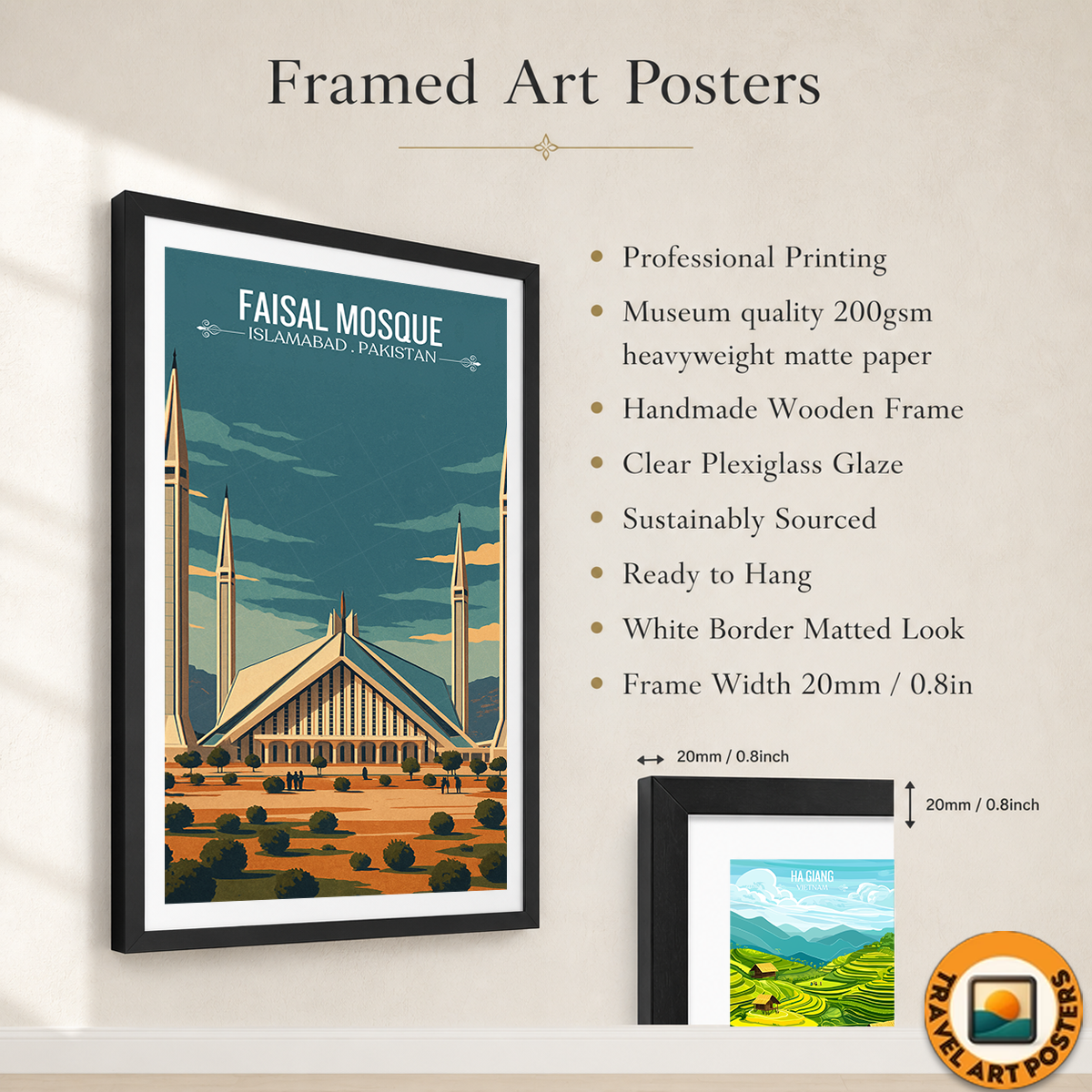 Faisal Mosque - Masjid - Islamabad - Koh-e-Saar - Travel Wall Art Print - - Travel Art Poster