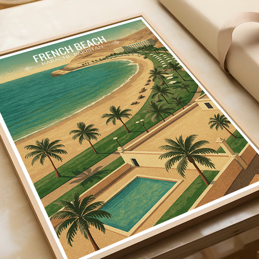 French Beach - Karachi - Arabian Sea - Travel Wall Art Print - - Travel Art Poster