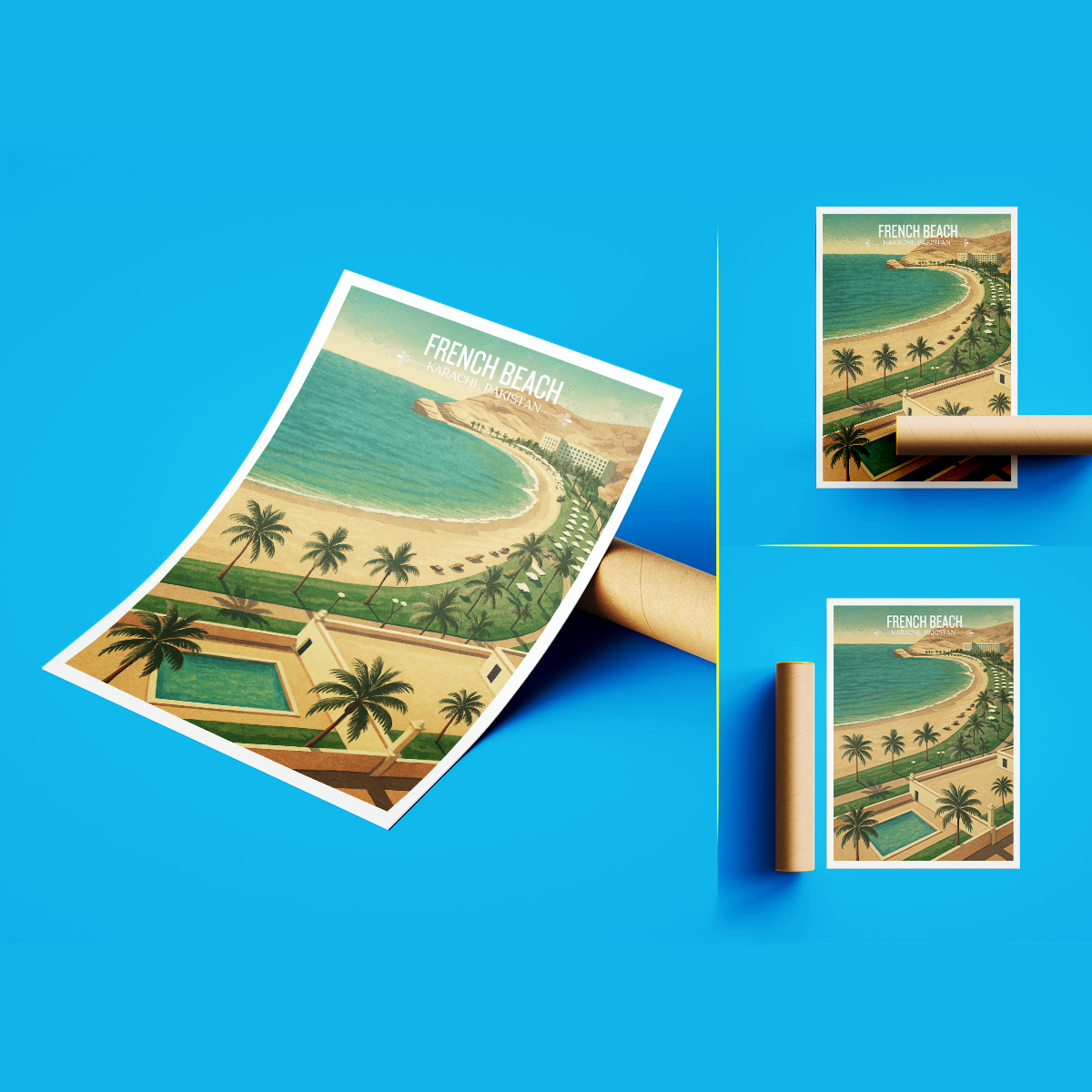 French Beach - Karachi - Arabian Sea - Travel Wall Art Print - - Travel Art Poster