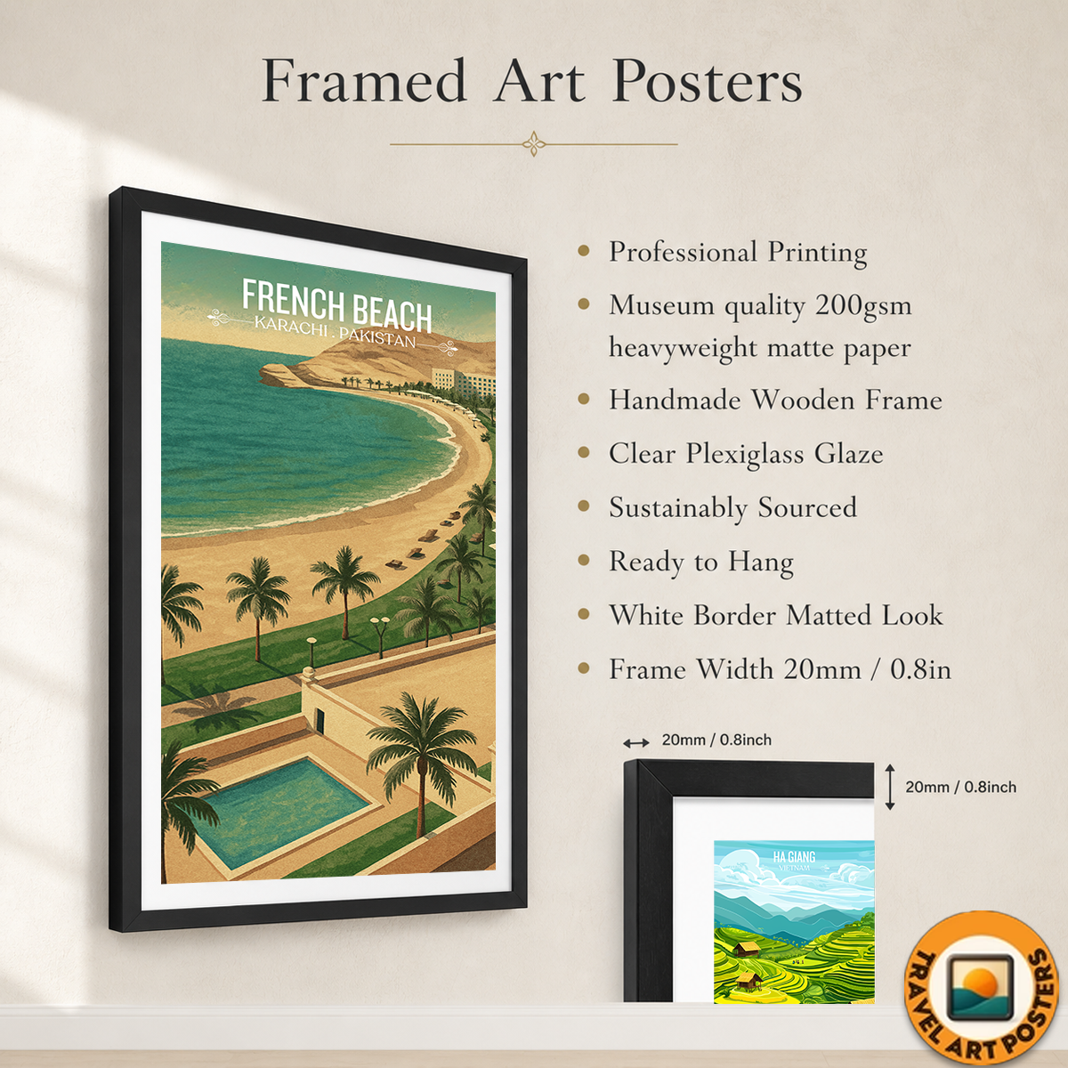 French Beach - Karachi - Arabian Sea - Travel Wall Art Print - - Travel Art Poster