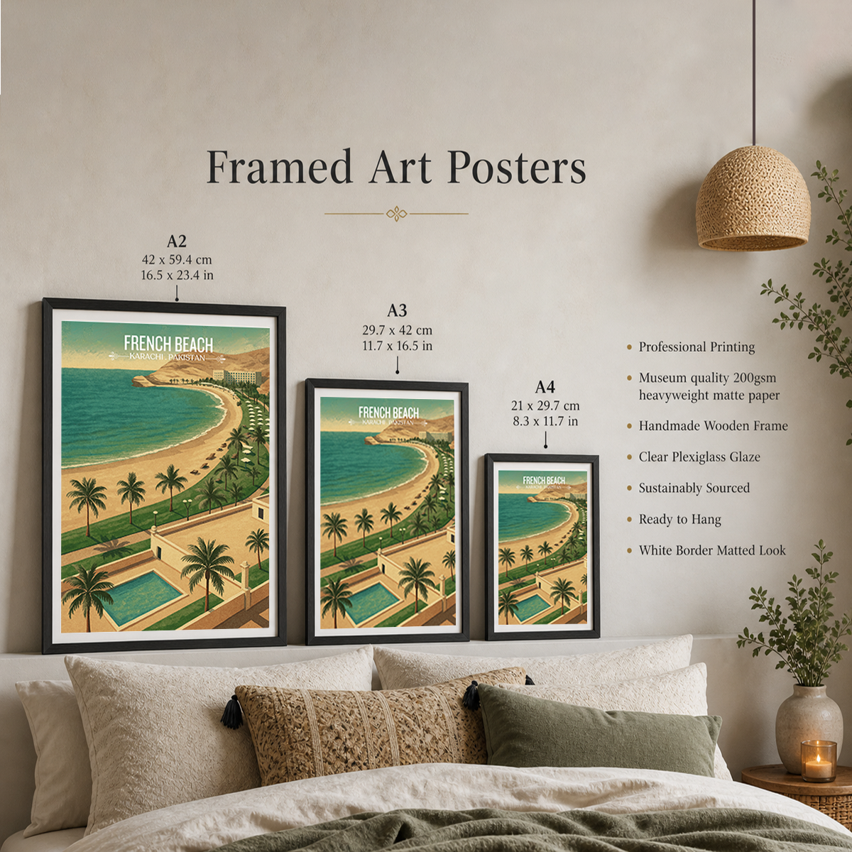 French Beach - Karachi - Arabian Sea - Travel Wall Art Print - - Travel Art Poster