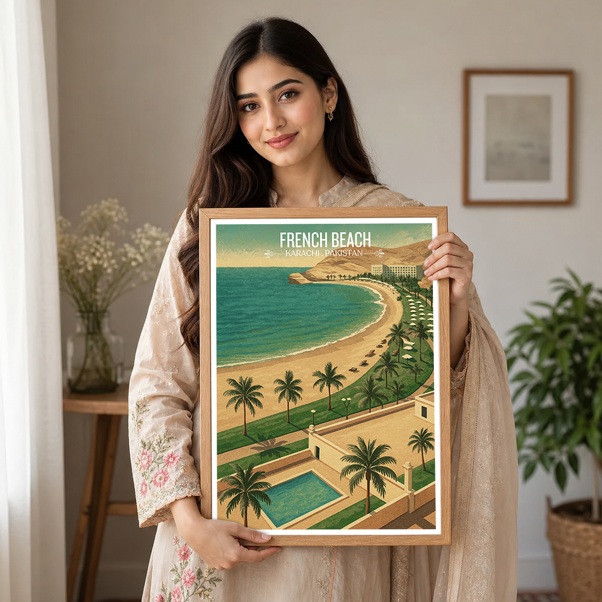 French Beach - Karachi - Arabian Sea - Travel Wall Art Print - - Travel Art Poster