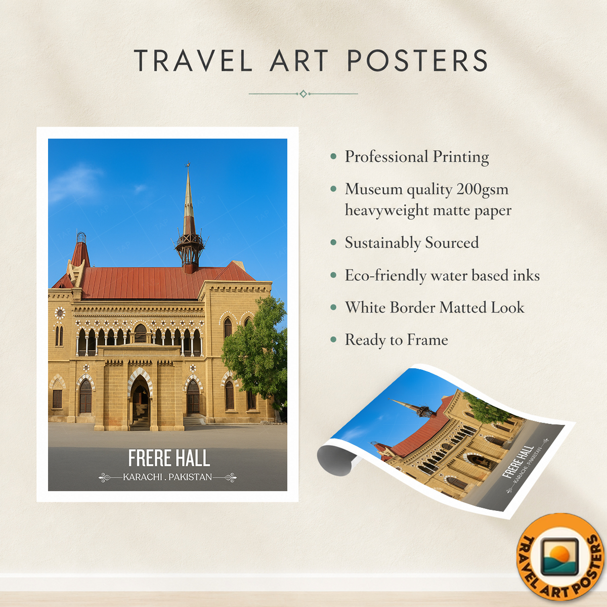 Sir Henry Bartle Frere Hall - Karachi - Travel Wall Art Print - - Travel Art Poster