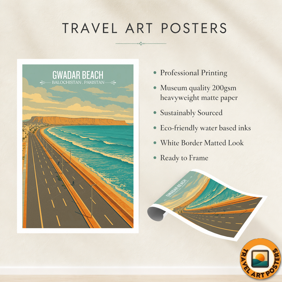 Gawadar Beach - Baluchistan - Arabian Sea - Travel Wall Art Print - - Travel Art Poster