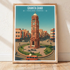 Ghanta Ghar - Tower Clock - Faisalabad - Montgomery - Travel Wall Art Print - - Travel Art Poster