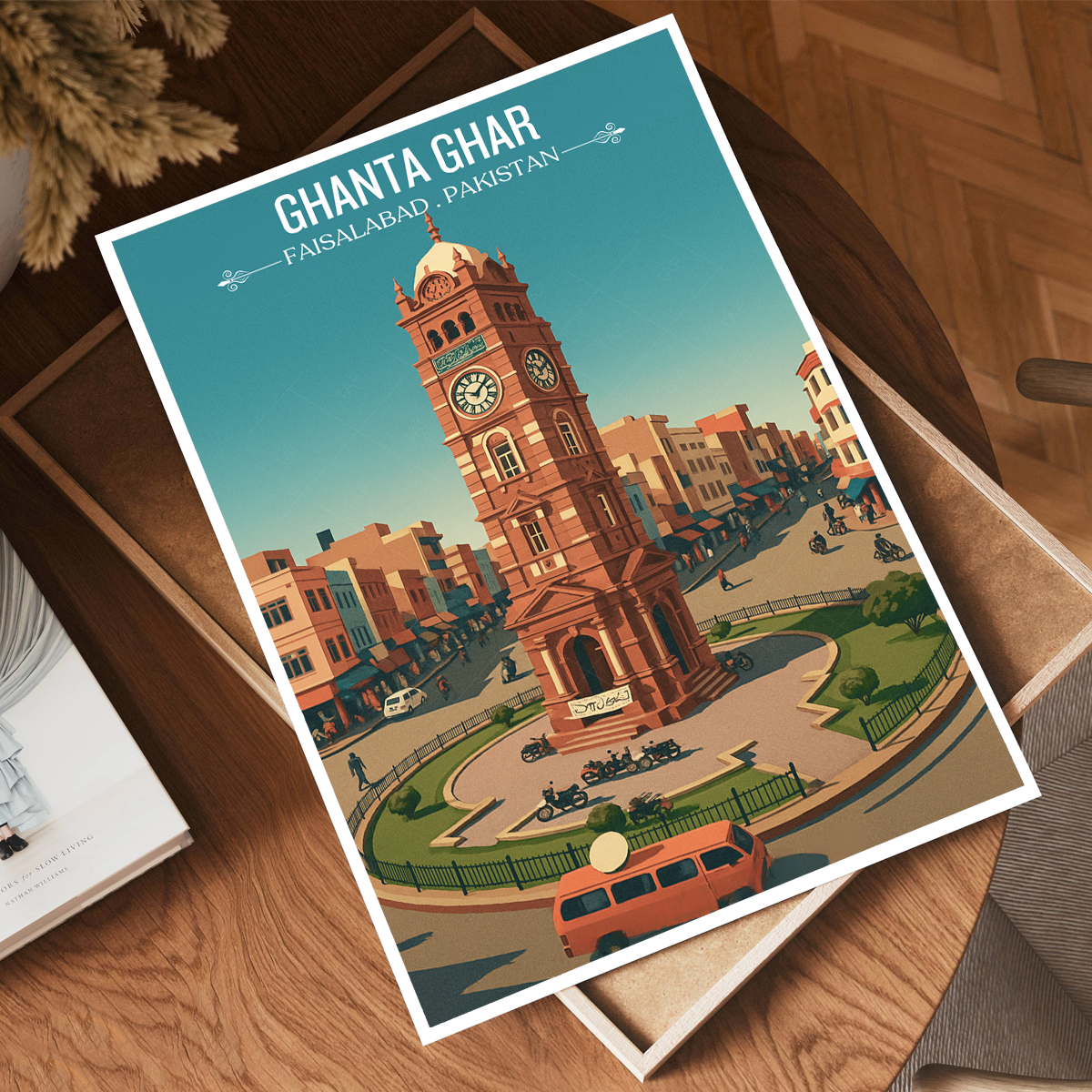 Ghanta Ghar - Tower Clock - Faisalabad - Montgomery - Travel Wall Art Print - - Travel Art Poster
