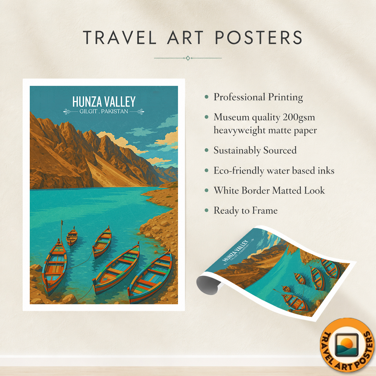 Hunza Valley - Gilgit-Baltistan - Northern Areas - Travel Wall Art Print - - Travel Art Poster