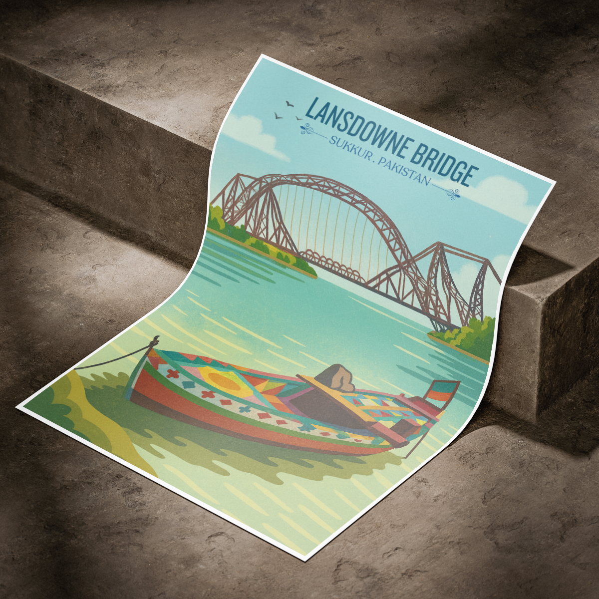 Landsowne Bridge - Indus River - Sindh - Travel Wall Art Print - - Travel Art Poster