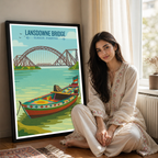 Landsowne Bridge - Indus River - Sindh - Travel Wall Art Print - - Travel Art Poster
