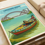 Landsowne Bridge - Indus River - Sindh - Travel Wall Art Print - - Travel Art Poster