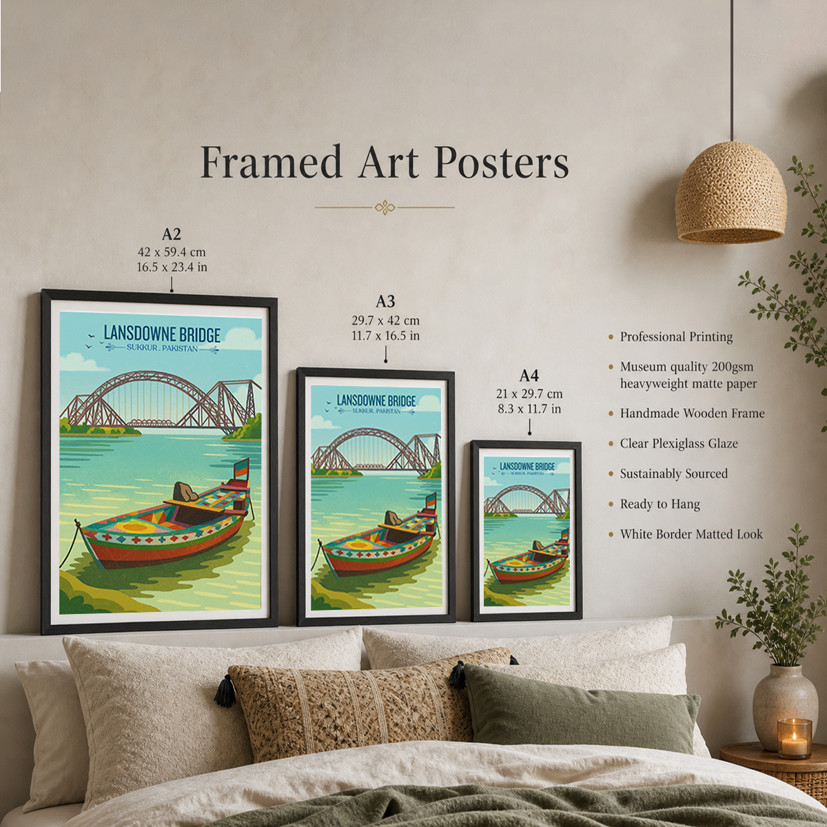 Landsowne Bridge - Indus River - Sindh - Travel Wall Art Print - - Travel Art Poster