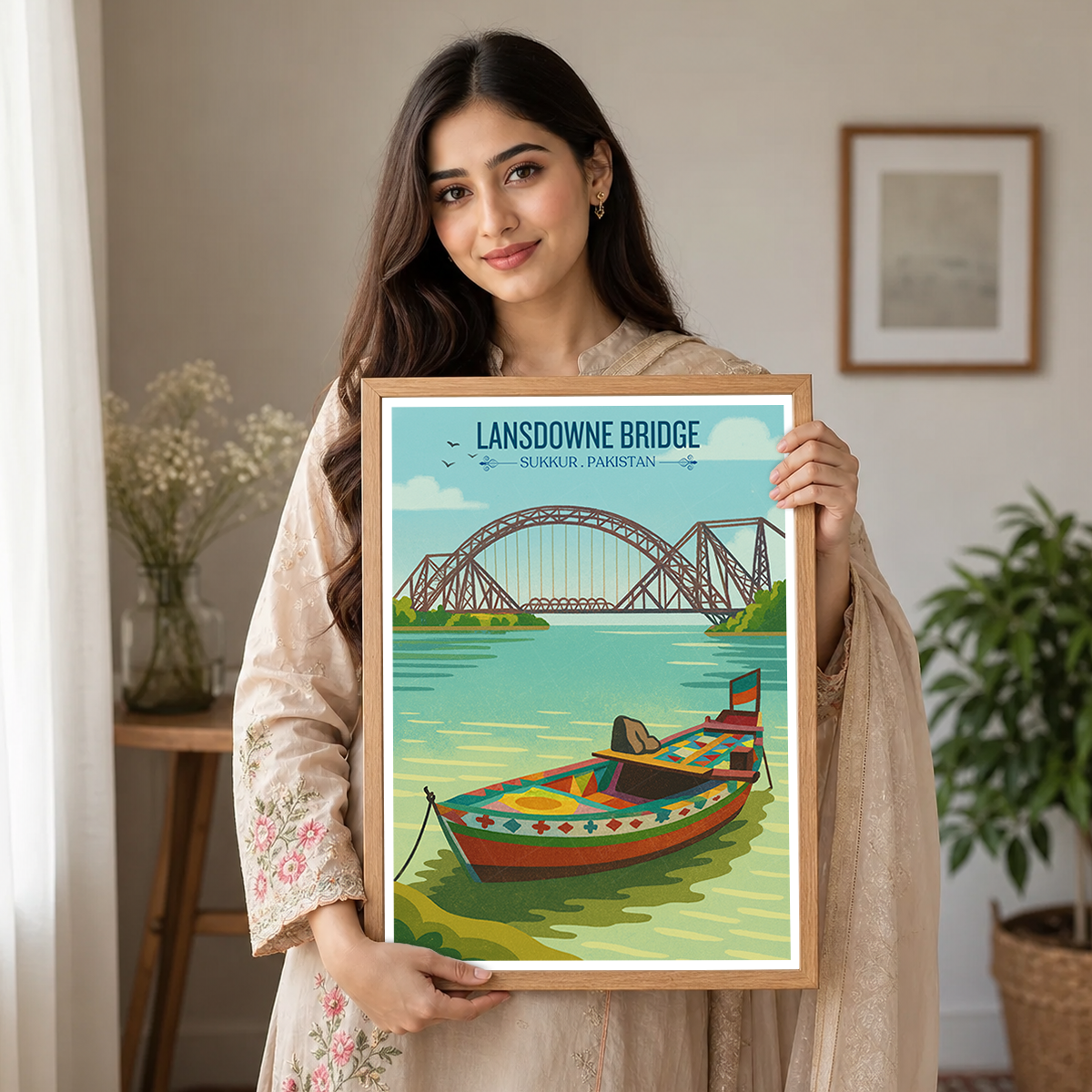 Landsowne Bridge - Indus River - Sindh - Travel Wall Art Print - - Travel Art Poster