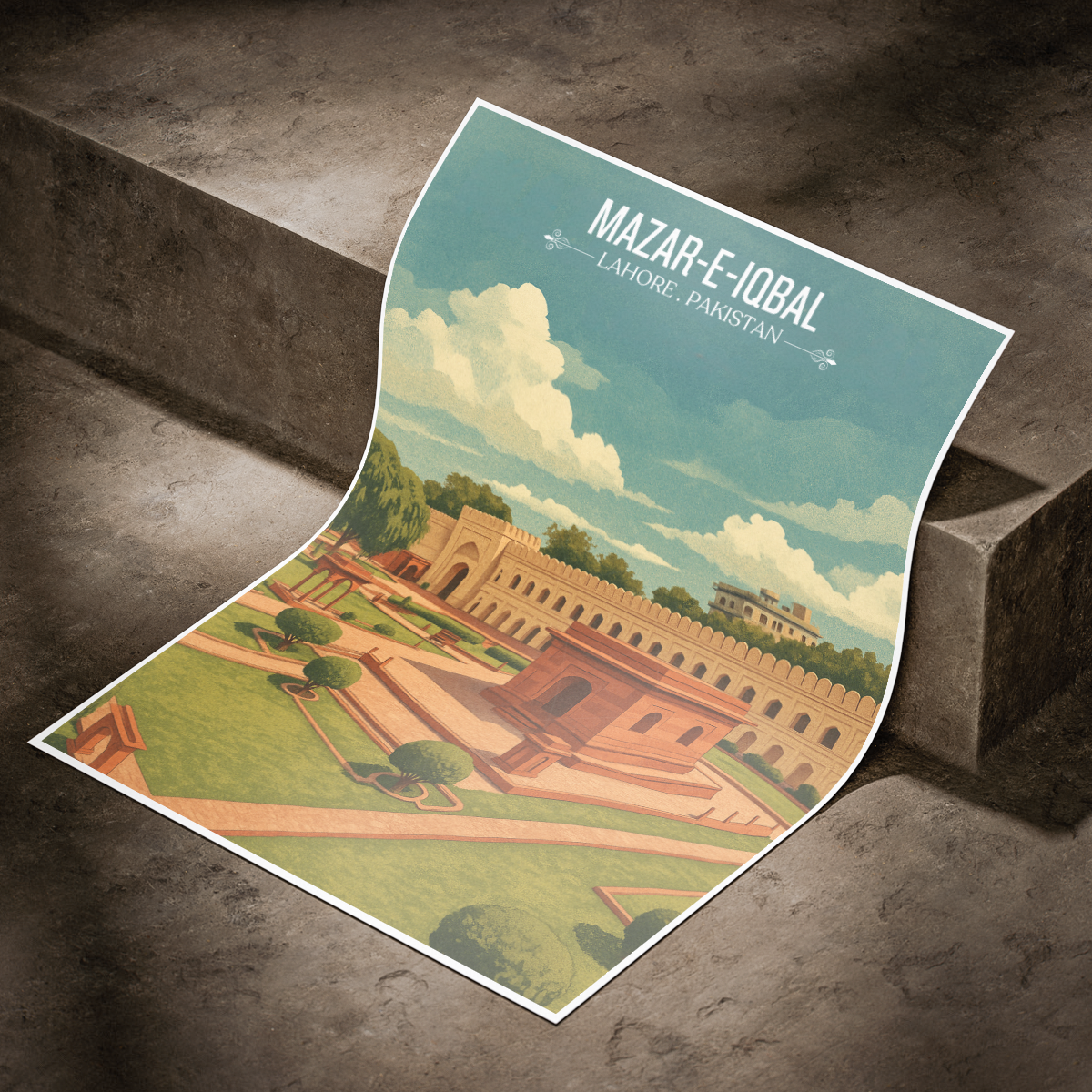 Mazar-e-Iqbal - Poet of East Tomb - Lahore - Travel Wall Art Print - - Travel Art Poster