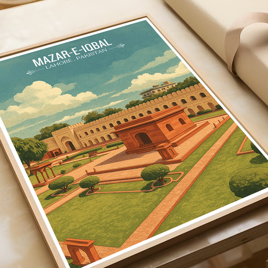 Mazar-e-Iqbal - Poet of East Tomb - Lahore - Travel Wall Art Print - - Travel Art Poster