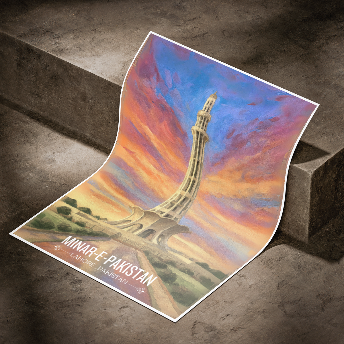Minar-e-Pakistan - Yadgar - Lahore - Travel Wall Art Print - - Travel Art Poster