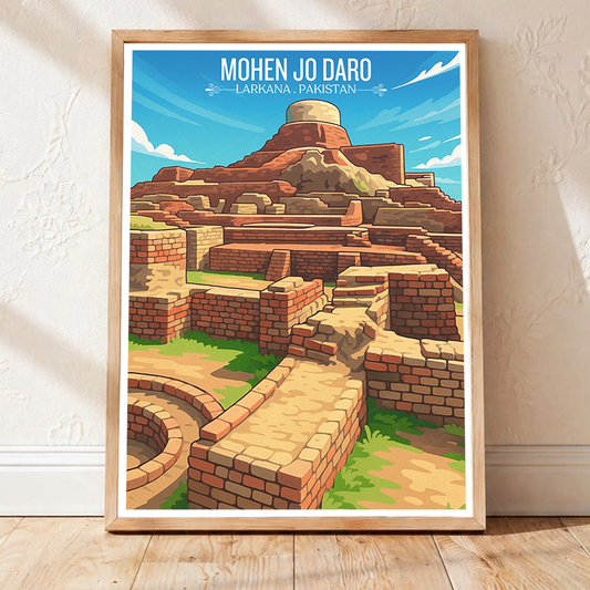 Mohen Jo Daro - Larkana - Ancient Village - Travel Wall Art Print - - Travel Art Poster