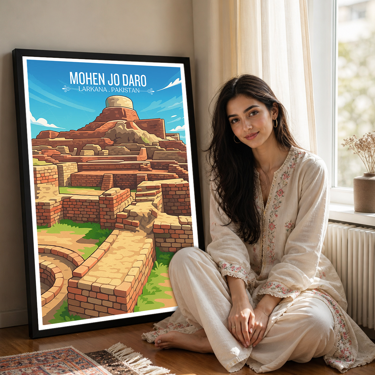 Mohen Jo Daro - Larkana - Ancient Village - Travel Wall Art Print - - Travel Art Poster