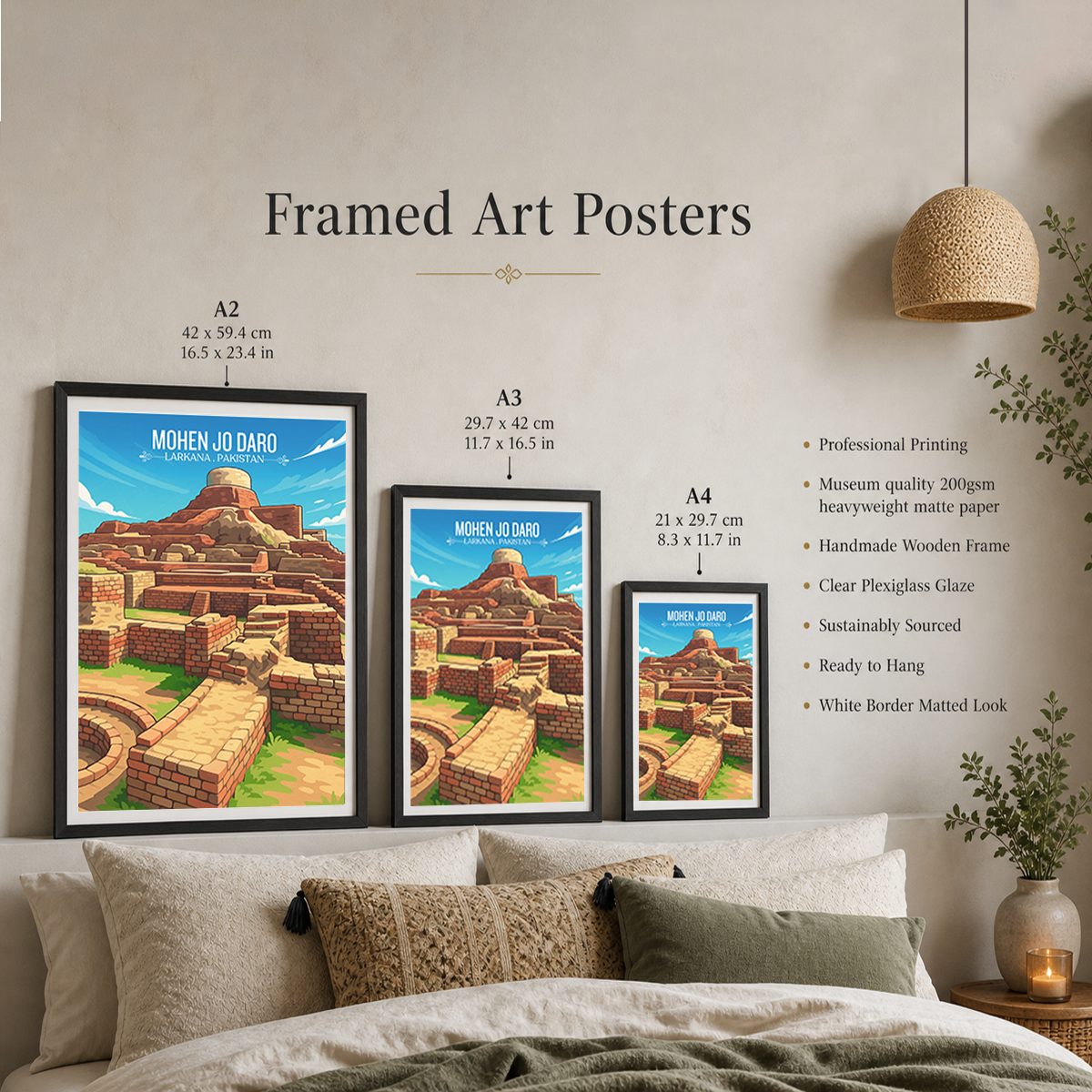 Mohen Jo Daro - Larkana - Ancient Village - Travel Wall Art Print - - Travel Art Poster