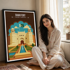 Shahi Qila - Lahore Fort - Mughal Architecture Palace - Akbar The Great - Travel Wall Art Print - - Travel Art Poster
