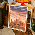 Shahi Masjid - Badshahi Masjid - Mughal Architecture Palace - Shah Jahan - Travel Wall Art Print - - Travel Art Poster