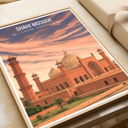 Shahi Masjid - Badshahi Masjid - Mughal Architecture Palace - Shah Jahan - Travel Wall Art Print - - Travel Art Poster