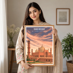 Shahi Masjid - Badshahi Masjid - Mughal Architecture Palace - Shah Jahan - Travel Wall Art Print - - Travel Art Poster