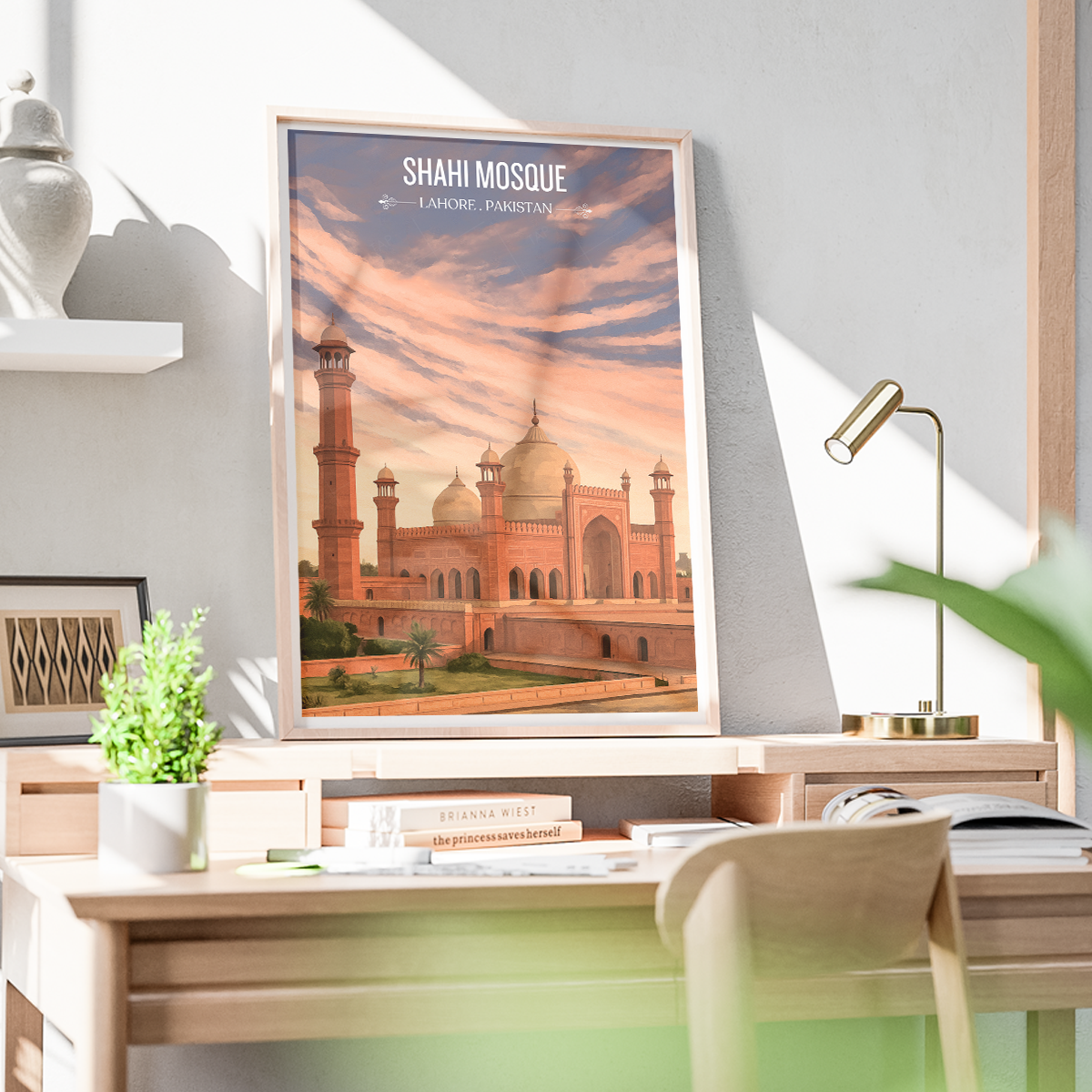 Shahi Masjid - Badshahi Masjid - Mughal Architecture Palace - Shah Jahan - Travel Wall Art Print - - Travel Art Poster