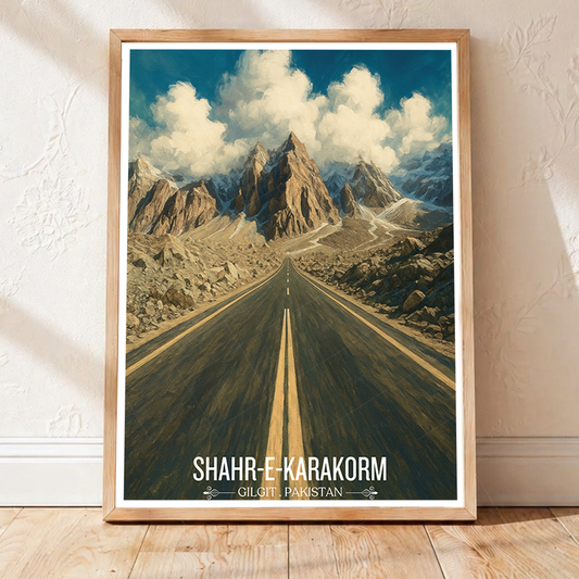 Shahr-e-Karakorm - Shahr-e-Resham - Silk Road - Pakistan China Highest Road - Travel Wall Art Print - - Travel Art Poster
