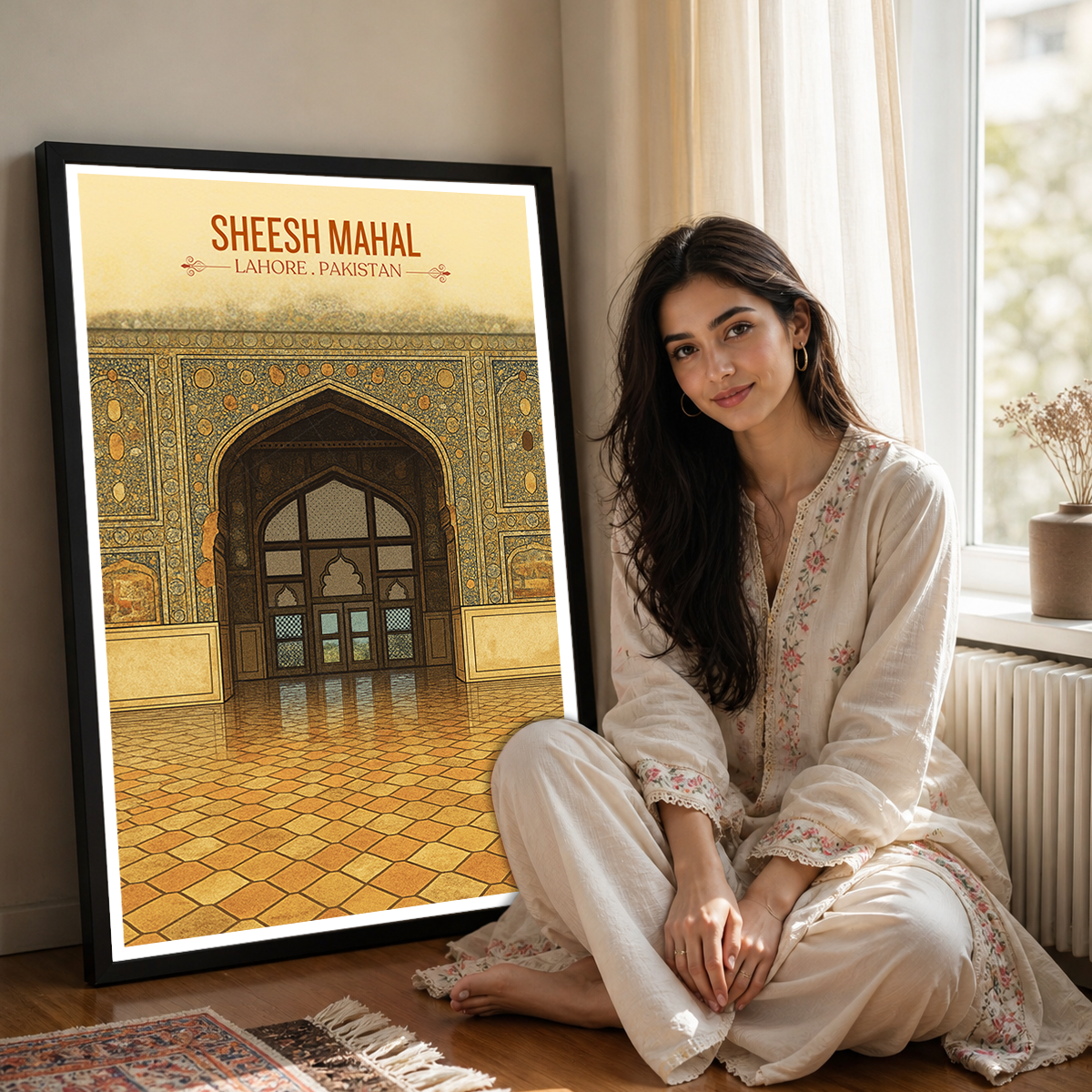Sheesh Mahal - Mughal Architecture - Royal Mirror Gallery - Lahore - Travel Wall Art Print - - Travel Art Poster