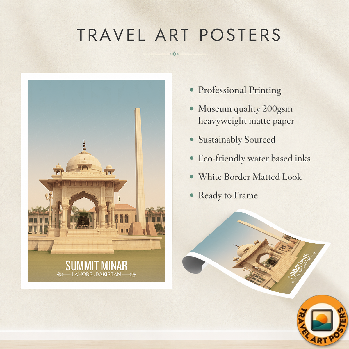 Summit Minar - Conference Tower - Mall Road - Colonial Lahore - Travel Wall Art Print - - Travel Art Poster