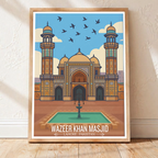 Wazeer Khan Masjid - Mughal Masjid Architecture - Lahore - Travel Wall Art Print - - Travel Art Poster