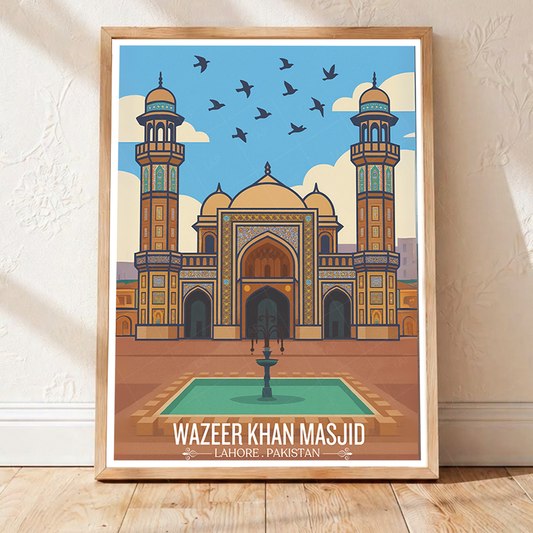 Wazeer Khan Masjid - Mughal Masjid Architecture - Lahore - Travel Wall Art Print - - Travel Art Poster
