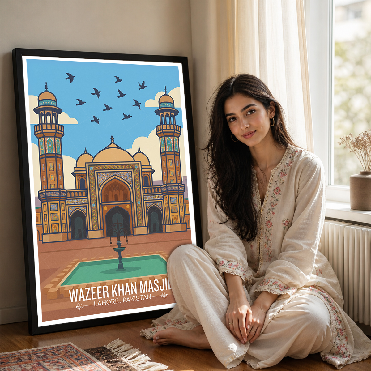 Wazeer Khan Masjid - Mughal Masjid Architecture - Lahore - Travel Wall Art Print - - Travel Art Poster