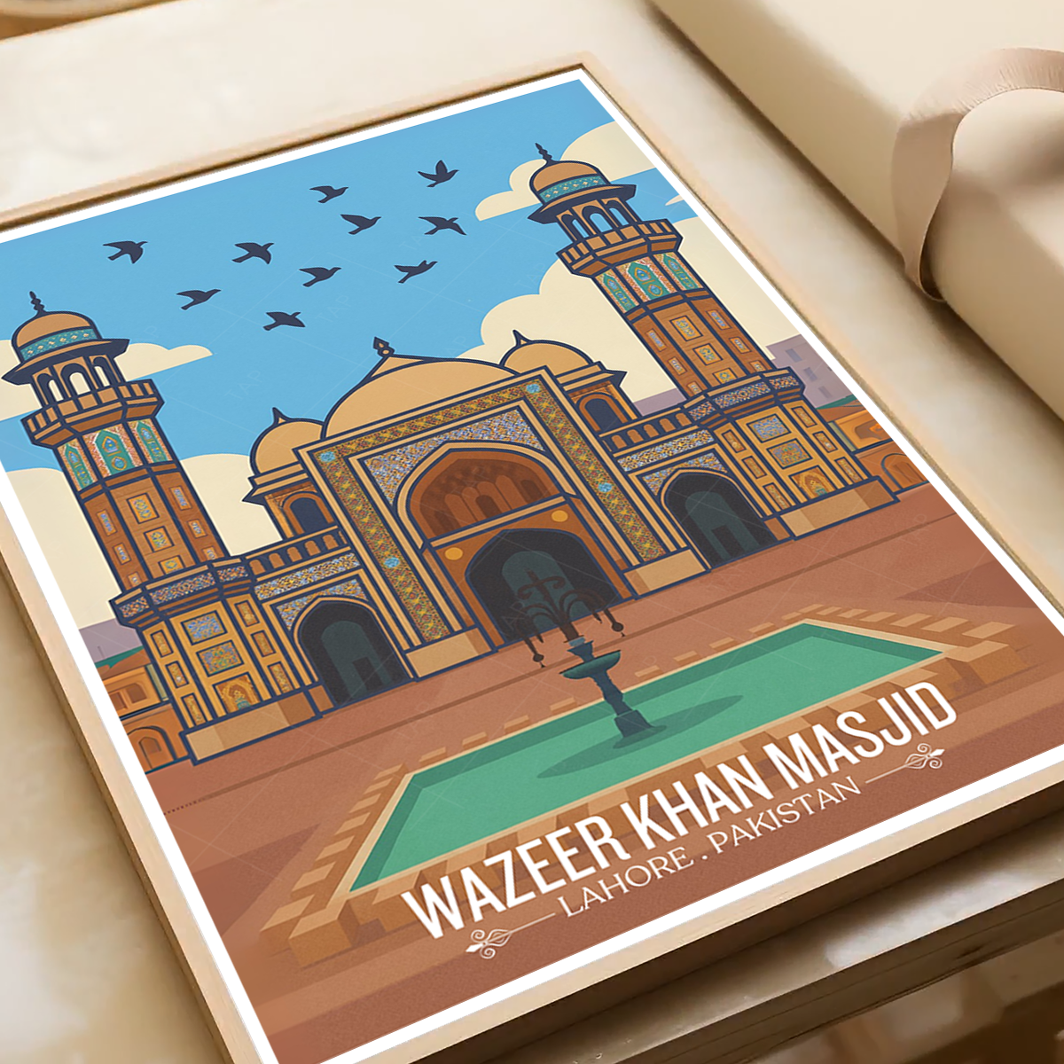 Wazeer Khan Masjid - Mughal Masjid Architecture - Lahore - Travel Wall Art Print - - Travel Art Poster
