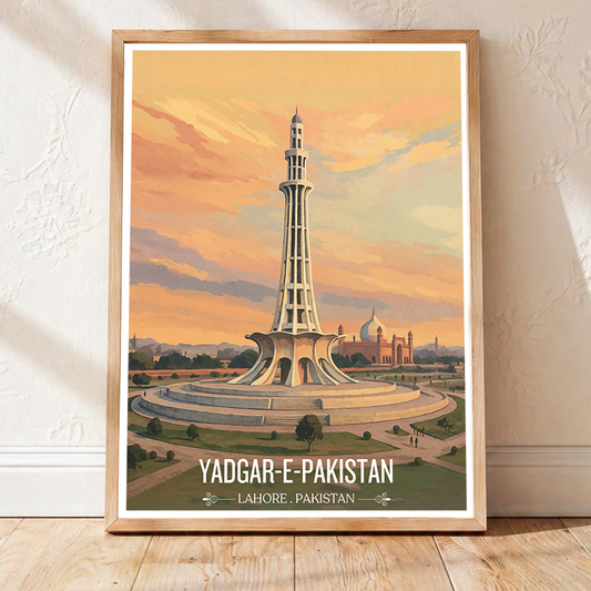 Yadgar-e-Pakistan - Minar-e-Pakistan - Pakistan Resolution Landmark - Lahore - Travel Wall Art Print - - Travel Art Poster