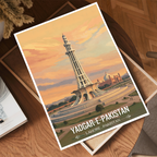 Yadgar-e-Pakistan - Minar-e-Pakistan - Pakistan Resolution Landmark - Lahore - Travel Wall Art Print - - Travel Art Poster