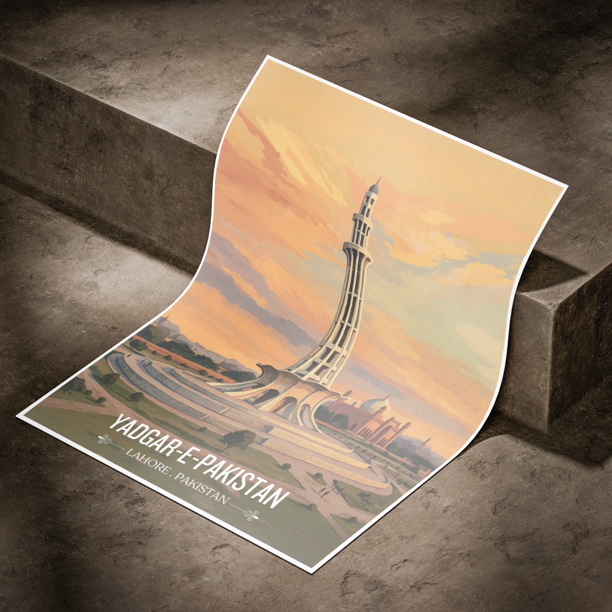 Yadgar-e-Pakistan - Minar-e-Pakistan - Pakistan Resolution Landmark - Lahore - Travel Wall Art Print - - Travel Art Poster