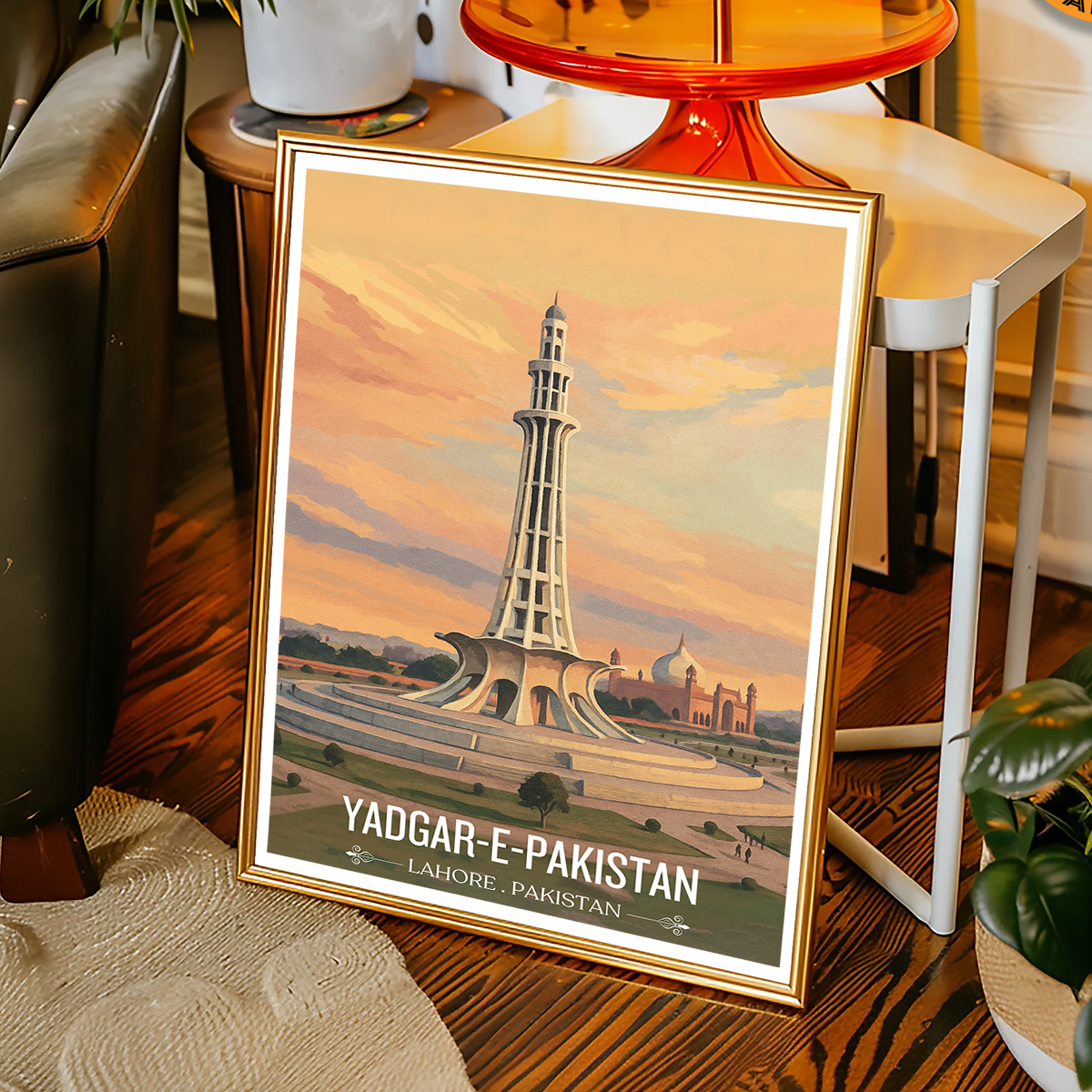 Yadgar-e-Pakistan - Minar-e-Pakistan - Pakistan Resolution Landmark - Lahore - Travel Wall Art Print - - Travel Art Poster