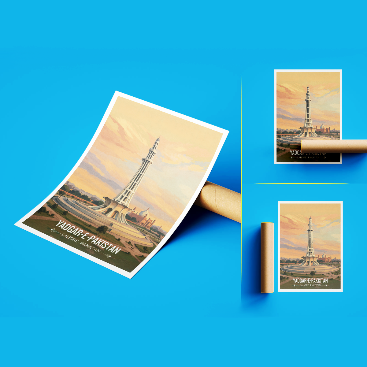 Yadgar-e-Pakistan - Minar-e-Pakistan - Pakistan Resolution Landmark - Lahore - Travel Wall Art Print - - Travel Art Poster