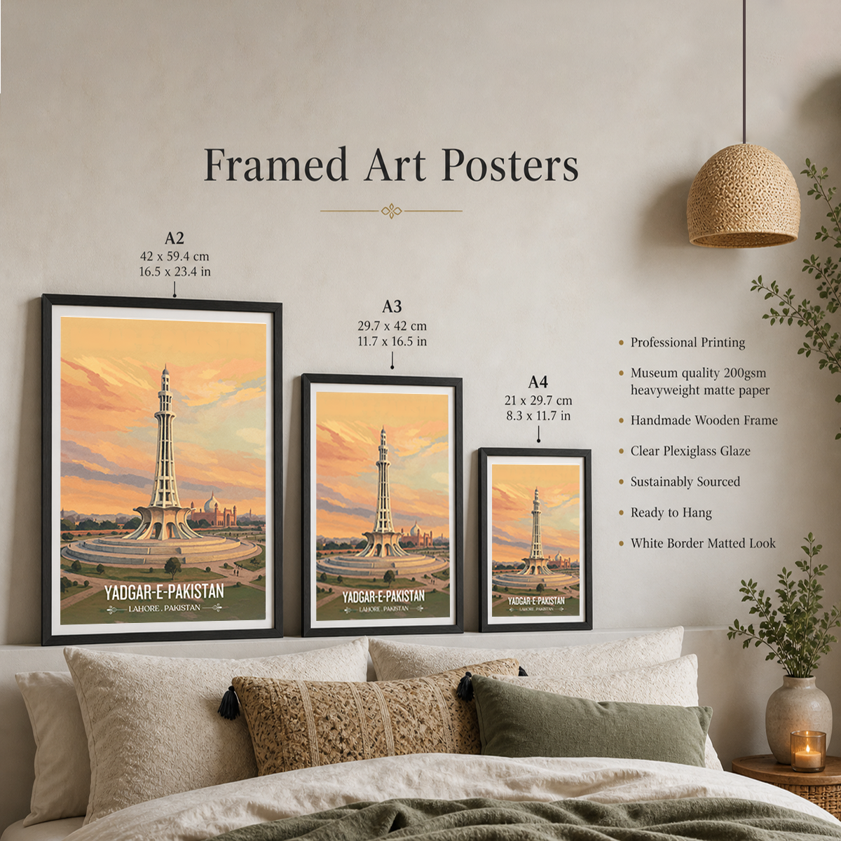 Yadgar-e-Pakistan - Minar-e-Pakistan - Pakistan Resolution Landmark - Lahore - Travel Wall Art Print - - Travel Art Poster