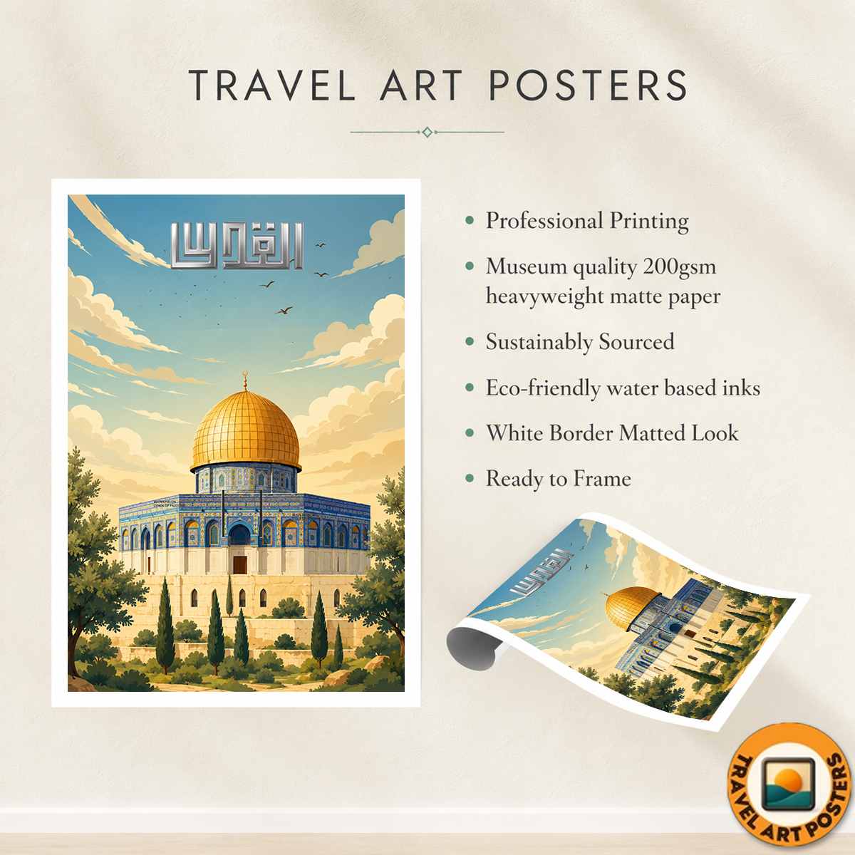 Al-Quds - Palestine - Travel Wall Art Deco Poster Print