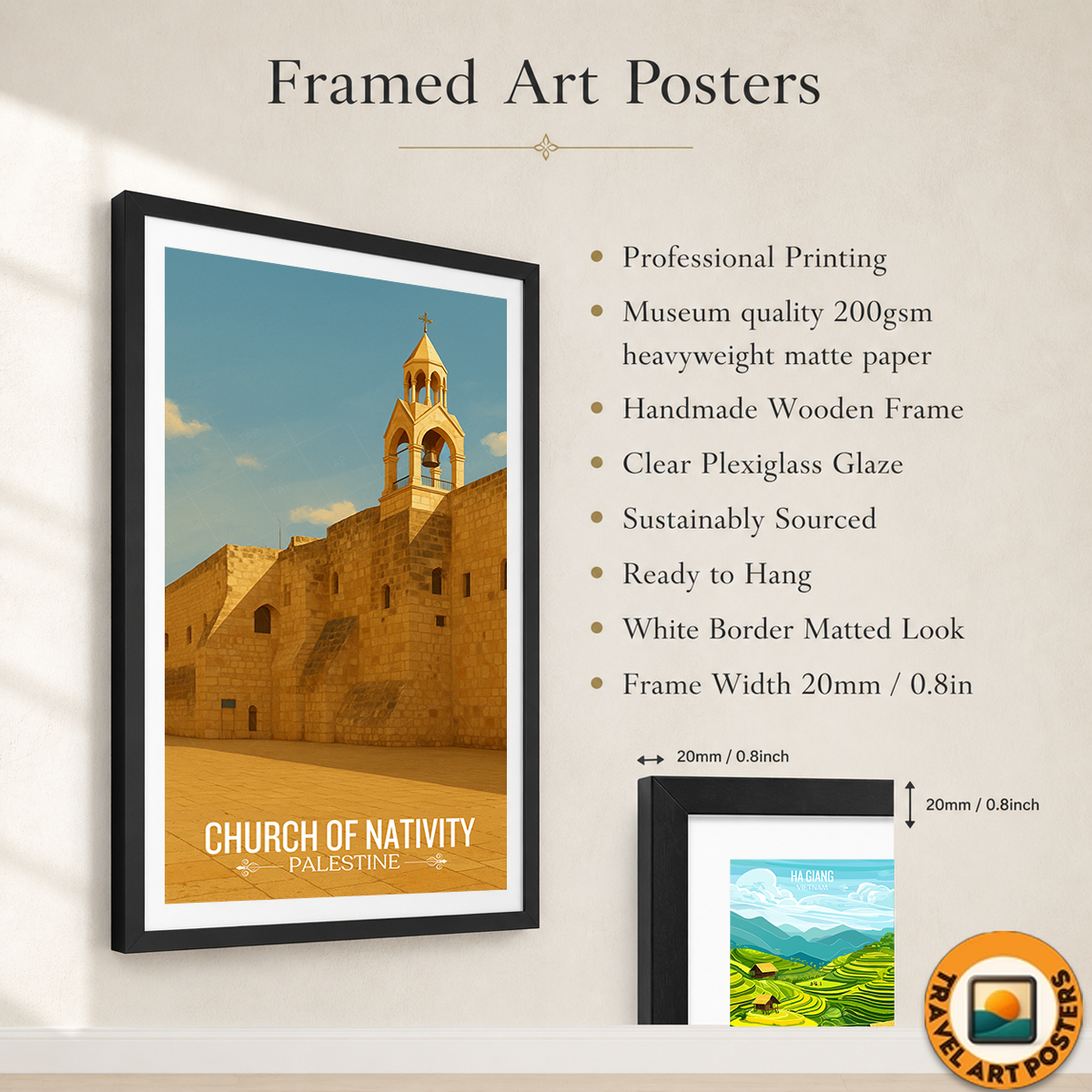 Church of Nativity - Palestine - Travel Wall Art Deco Poster Print - Art Print - Travel Art Poster