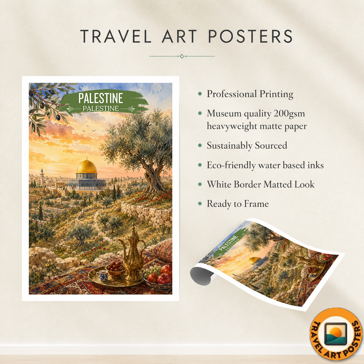 Palestine - Travel Wall Art Deco Poster Print - Art Print - Travel Art Poster