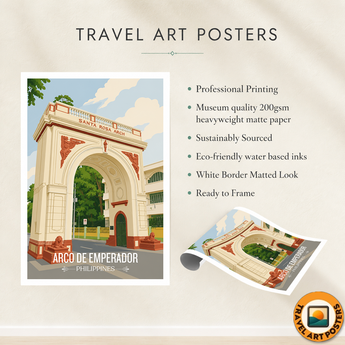 Arco de Emprerador - Philippines - Travel Wall Art Deco Poster Print - Art Print - Travel Art Poster