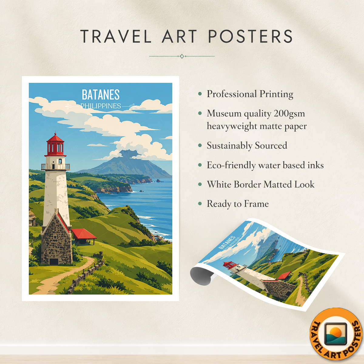 Batanes - Philippines - Travel Wall Art Deco Poster Print - Art Print - Travel Art Poster