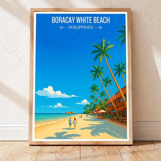 Boracay White Beach - Philippines - Travel Wall Art Deco Poster Print - Art Print - Travel Art Poster