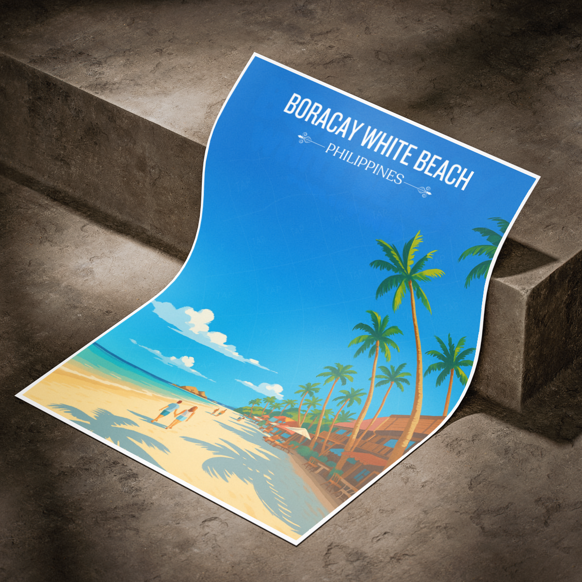 Boracay White Beach - Philippines - Travel Wall Art Deco Poster Print - Art Print - Travel Art Poster