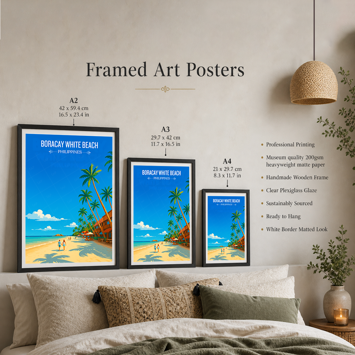 Boracay White Beach - Philippines - Travel Wall Art Deco Poster Print - Art Print - Travel Art Poster