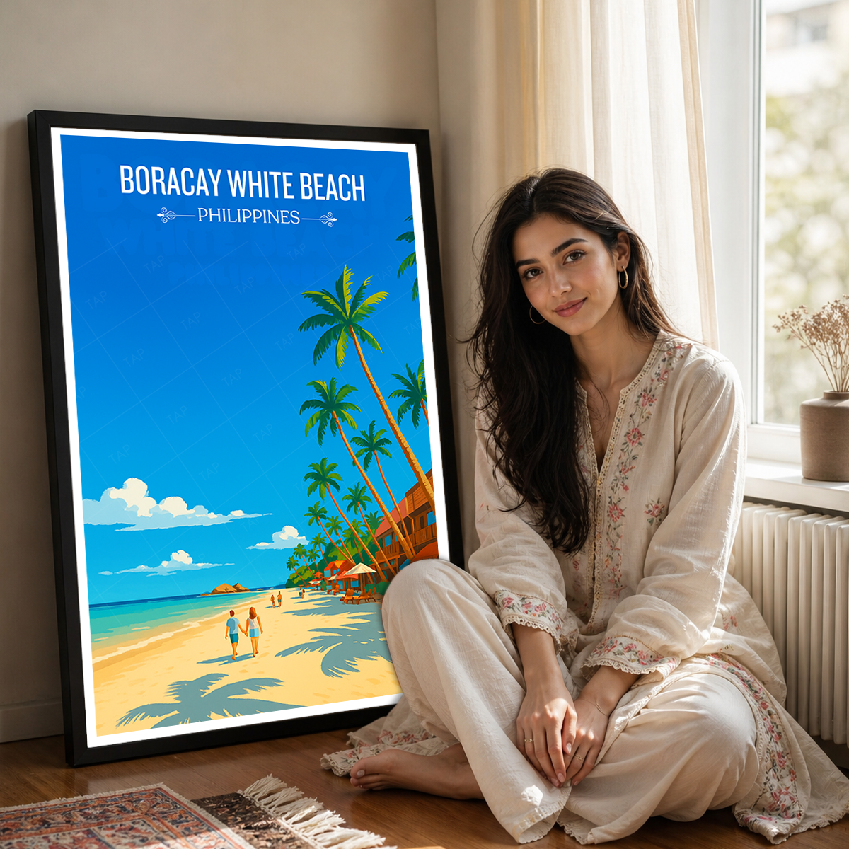 Boracay White Beach - Philippines - Travel Wall Art Deco Poster Print - Art Print - Travel Art Poster